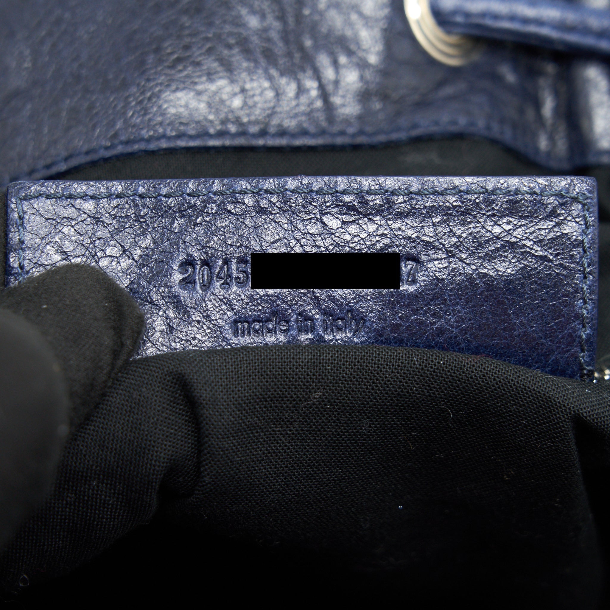 BALENCIAGA GIANT POMPON BUCKET BAG NAVY