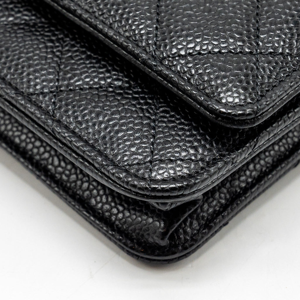 CHANEL CLASSIC WALLET ON CHAIN CAVIAR BLACK GHW (MICROCHIP)
