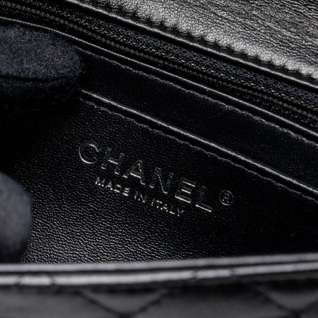 CHANEL MINI SQUARE FLAP BAG LAMBSKIN BLACK SHW (MICROCHIP)