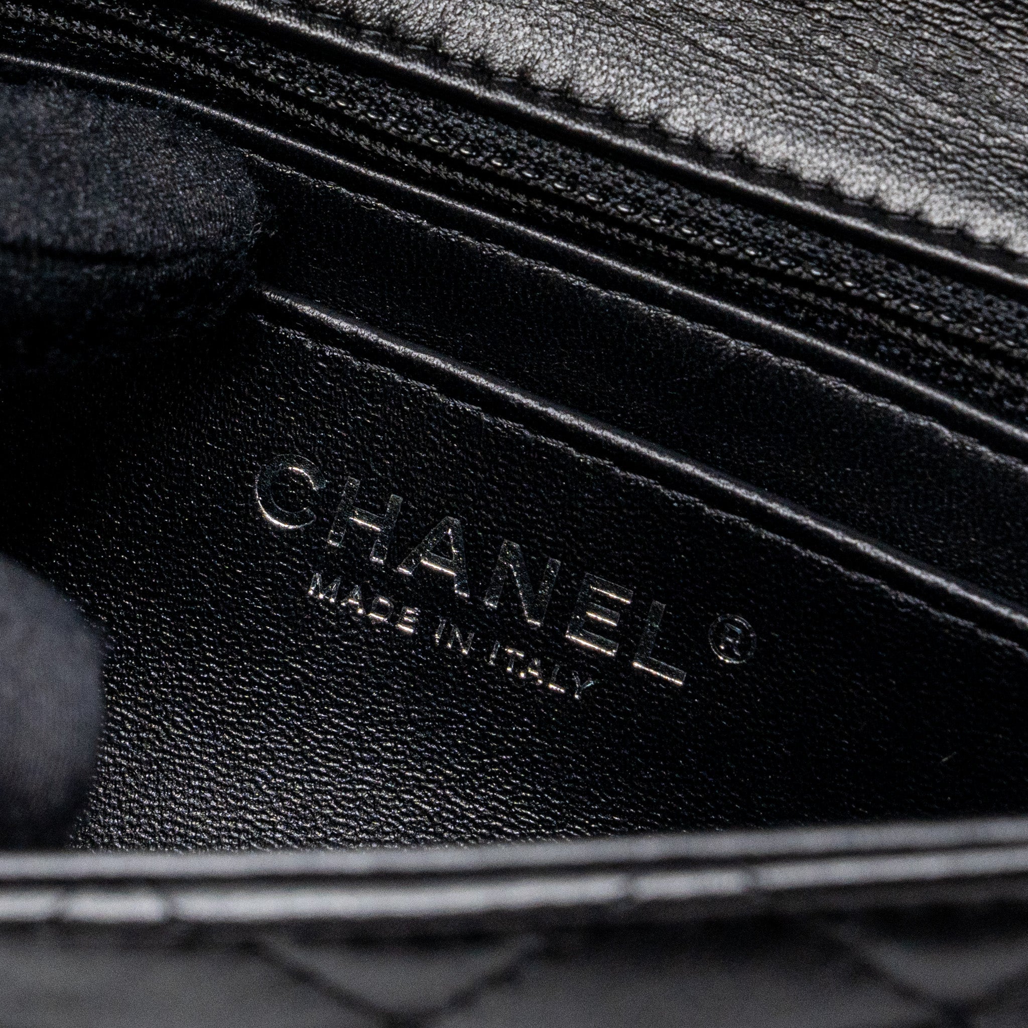 CHANEL MINI SQUARE FLAP BAG LAMBSKIN BLACK SHW (MICROCHIP)