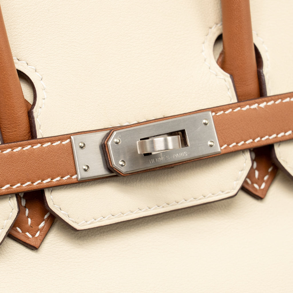 HERMES BIRKIN 25 SPECIAL ORDER SWIFT CRAIE / GOLD BRUSHED SHW