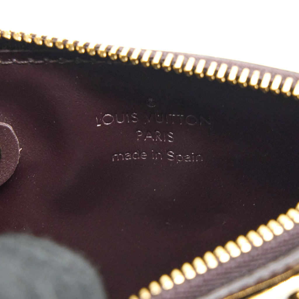LOUIS VUITTON ZIPPY POUCH WITH KEY CHAIN PATENT DARK RED GHW
