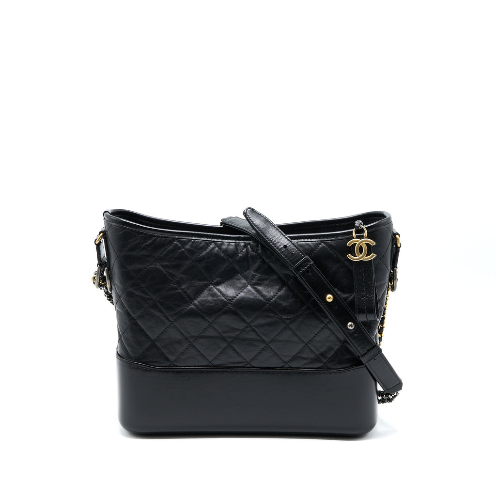 CHANEL LARGE GABRIELLE HOBO BAG AGED CALFSKIN BLACK MULTICOLOUR HARDWARE