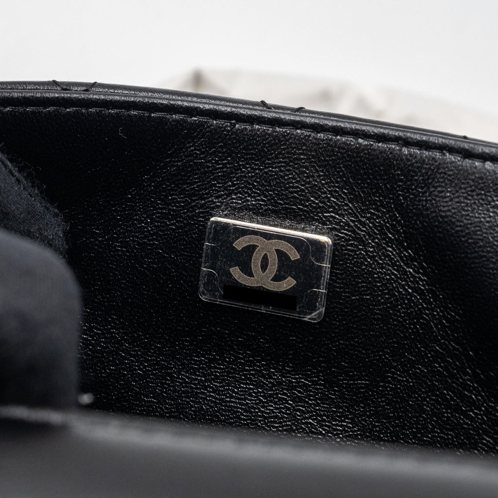 CHANEL MINI SQUARE FLAP BAG LAMBSKIN BLACK SHW (MICROCHIP)