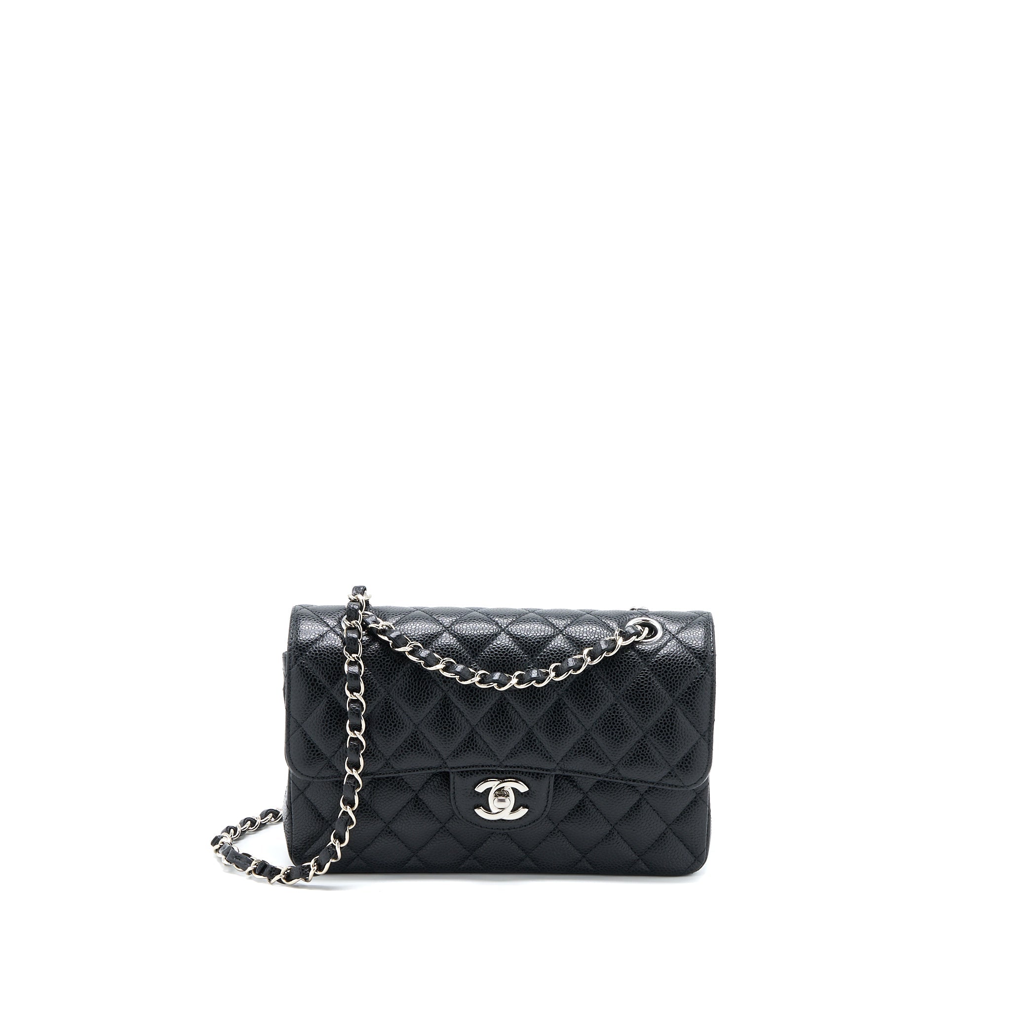 CHANEL SMALL CLASSIC FLAP BAG CAVIAR BLACK SHW