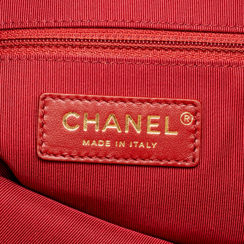 CHANEL 20A CHAIN FRAME CC CHARM SHOPPING TOTE BAG LAMBSKIN RED LGHW