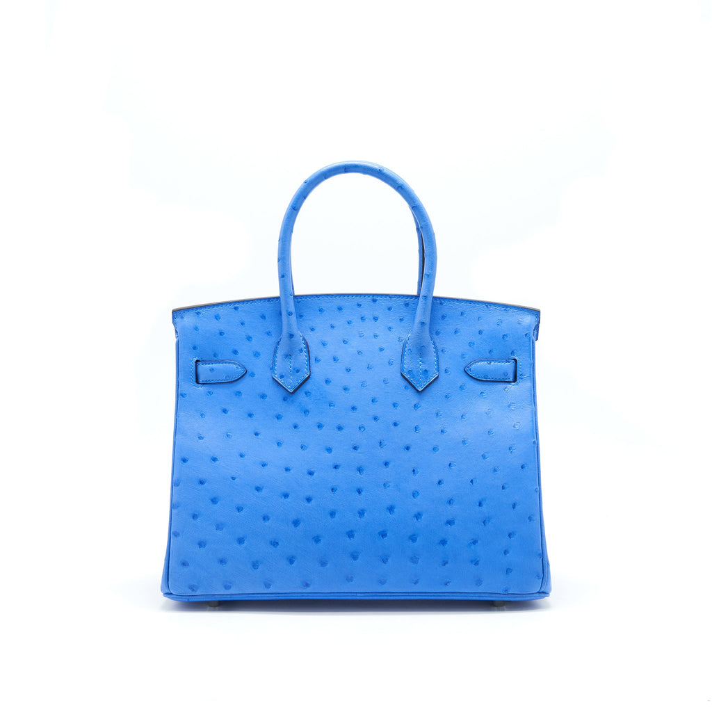HERMES BIRKIN 30 OSTRICH 07 BLEUET SHW