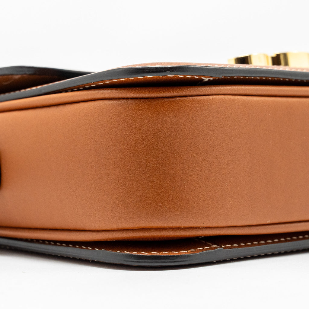 CELINE TEEN TRIOMPHE BAG IN TRIOMPHE CANVAS / CALFSKIN BROWN / MULTICOLOUR GHW