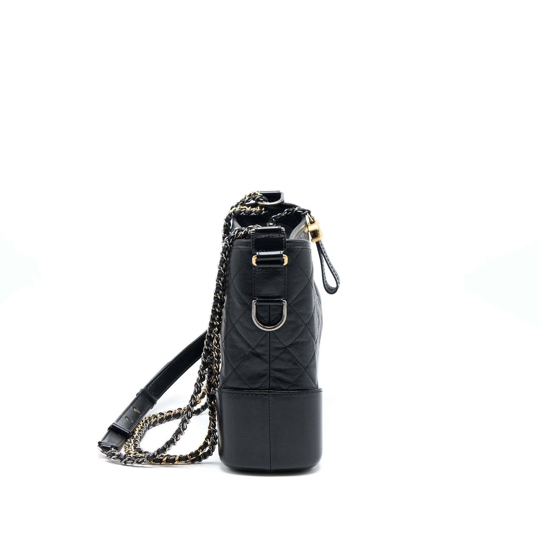 CHANEL LARGE GABRIELLE HOBO BAG AGED CALFSKIN BLACK MULTICOLOUR HARDWARE