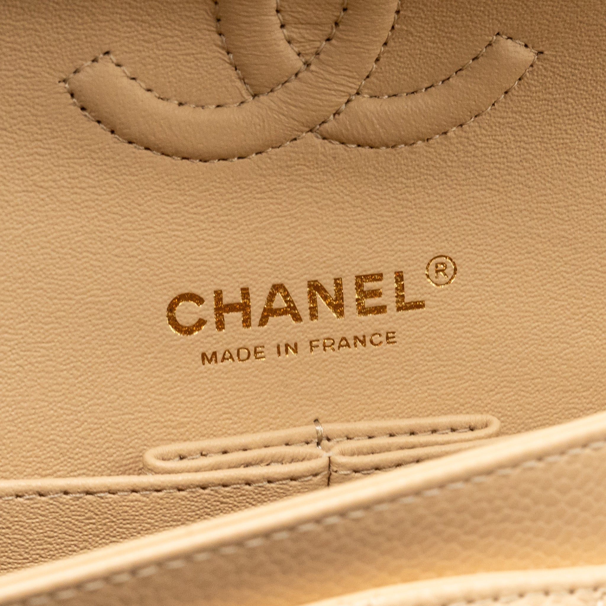 CHANEL SMALL CLASSIC DOUBLE FLAP BAG CAVIAR BEIGE GHW (MICROCHIP)