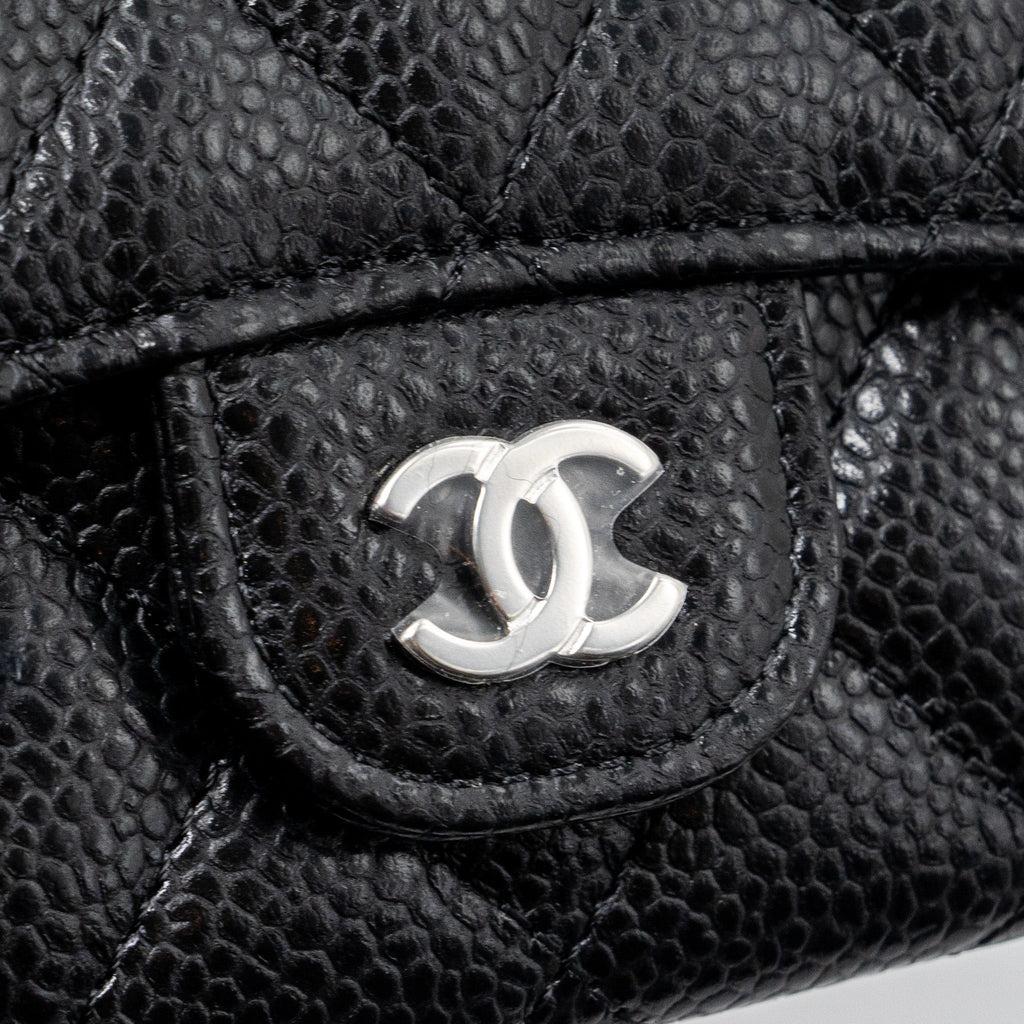 CHANEL CLASSIC FLAP CARD HOLDER CAVIAR BLACK SHW (MICROCHIP)