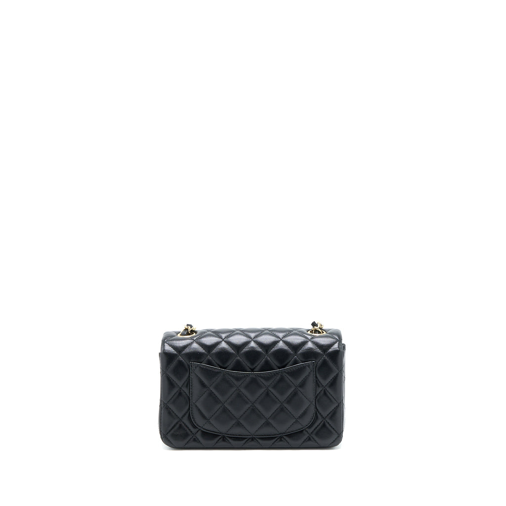 CHANEL CLASSIC MINI RECTANGULAR FLAP BAG LAMBSKIN BLACK LGHW (MICROCHIP)