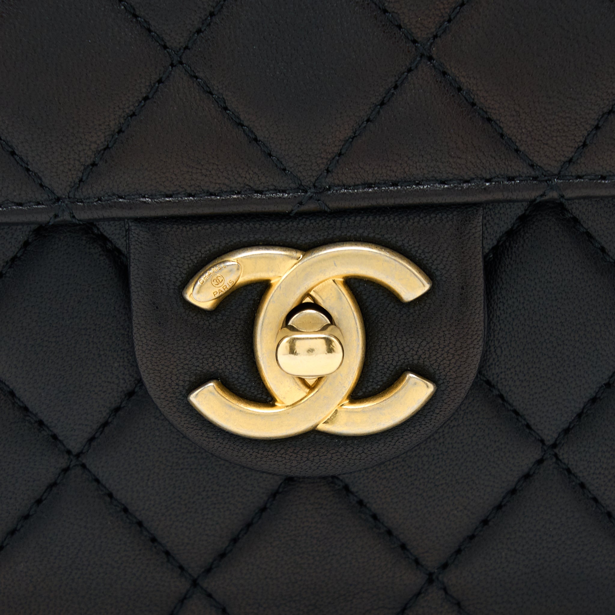 CHANEL VERTICAL PEARL FLAP BAG GOATSKIN BLACK BRUSHED GHW
