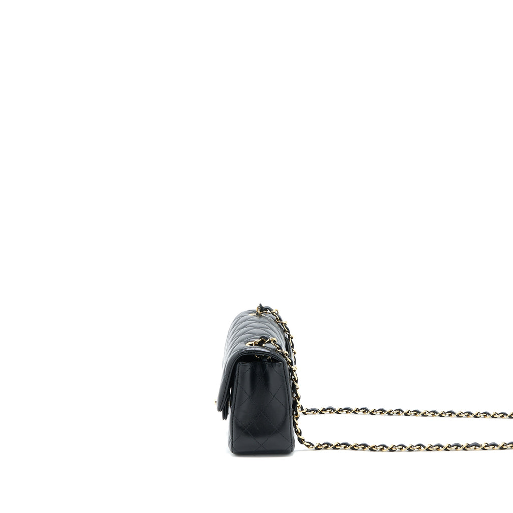 CHANEL CLASSIC MINI RECTANGULAR FLAP BAG LAMBSKIN BLACK LGHW (MICROCHIP)