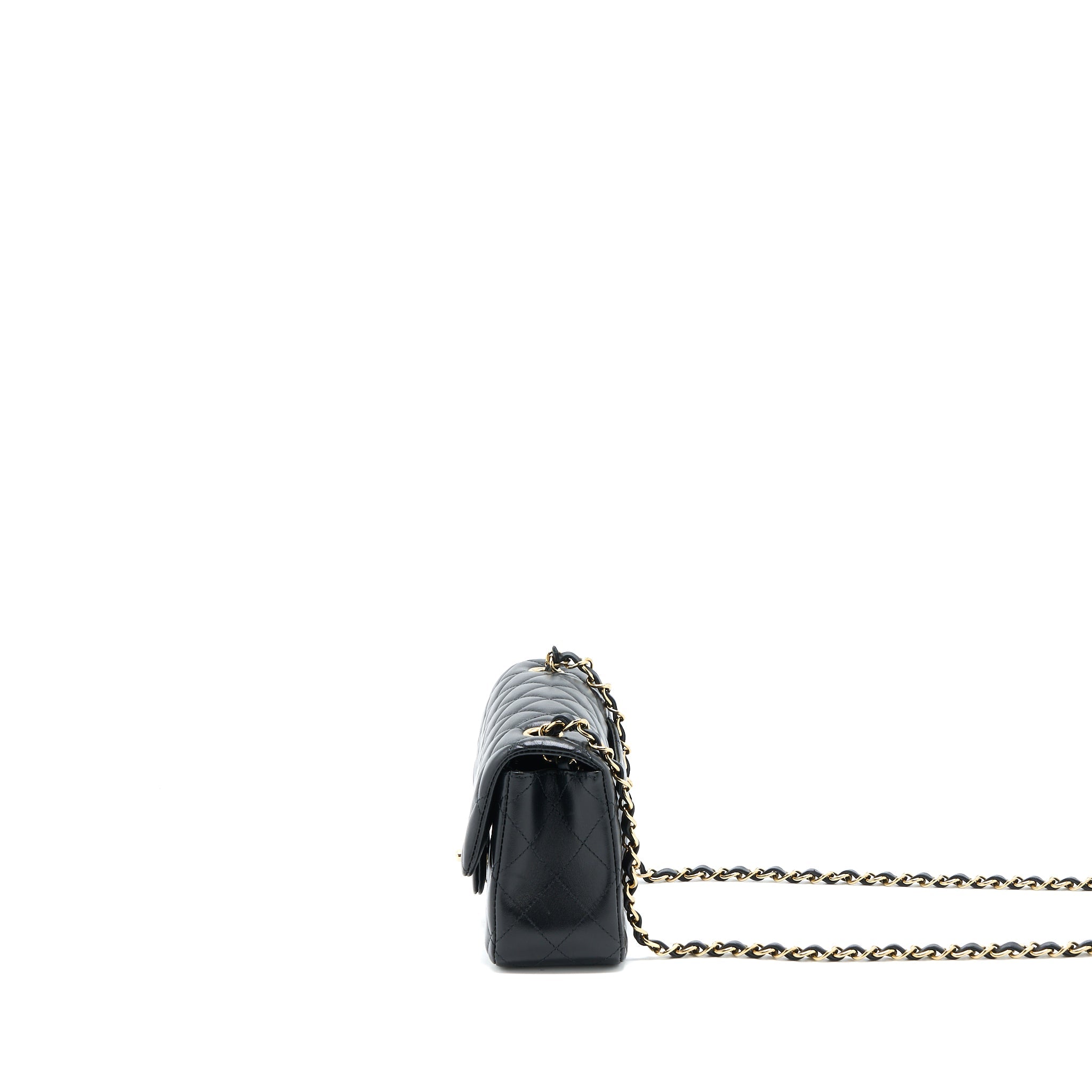 CHANEL CLASSIC MINI RECTANGULAR FLAP BAG LAMBSKIN BLACK LGHW (MICROCHIP)