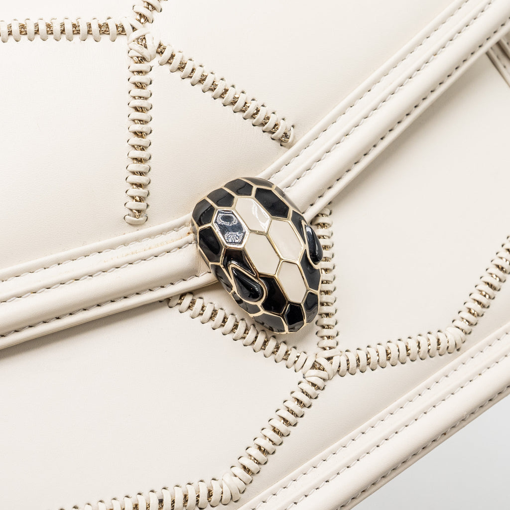 BVLGARI SERPENTI FLAP CHAIN BAG CALFSKIN LIMITED EDITION WHITE LGHW