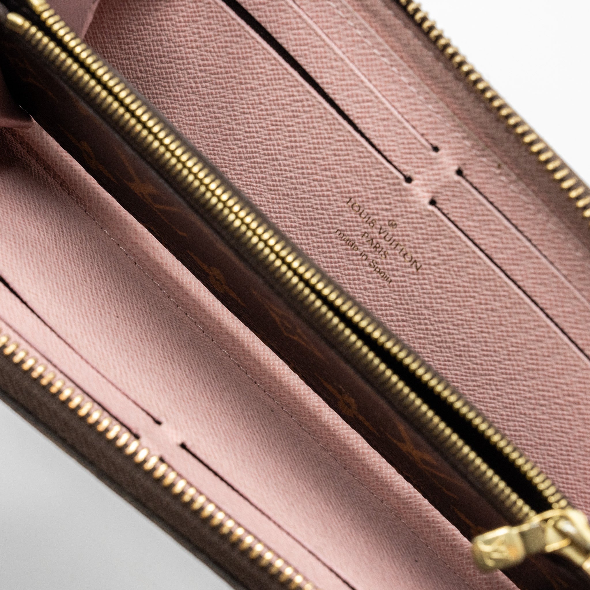 LOUIS VUITTON CLEMENCE LONG WALLET MONOGRAM CANVAS ROSE BALLERINE GHW