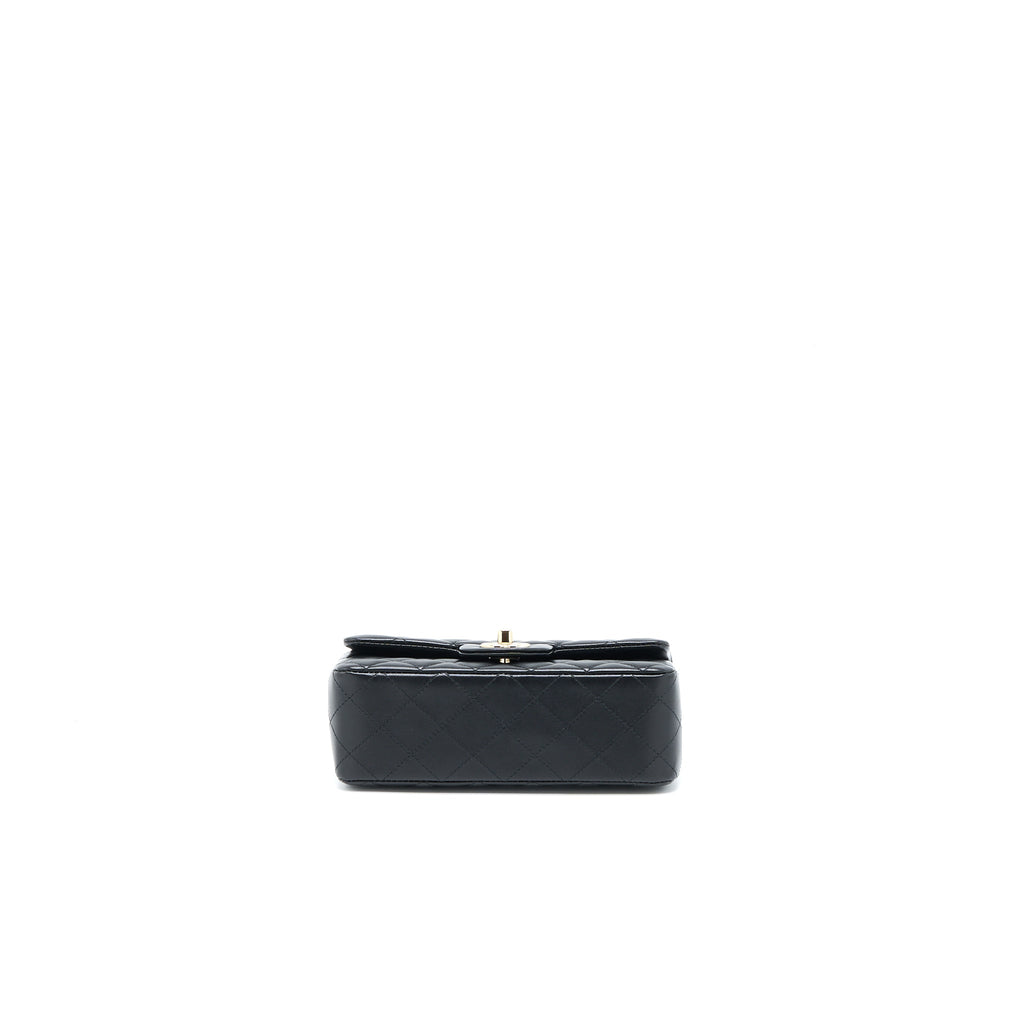 CHANEL CLASSIC MINI RECTANGULAR FLAP BAG LAMBSKIN BLACK LGHW (MICROCHIP)