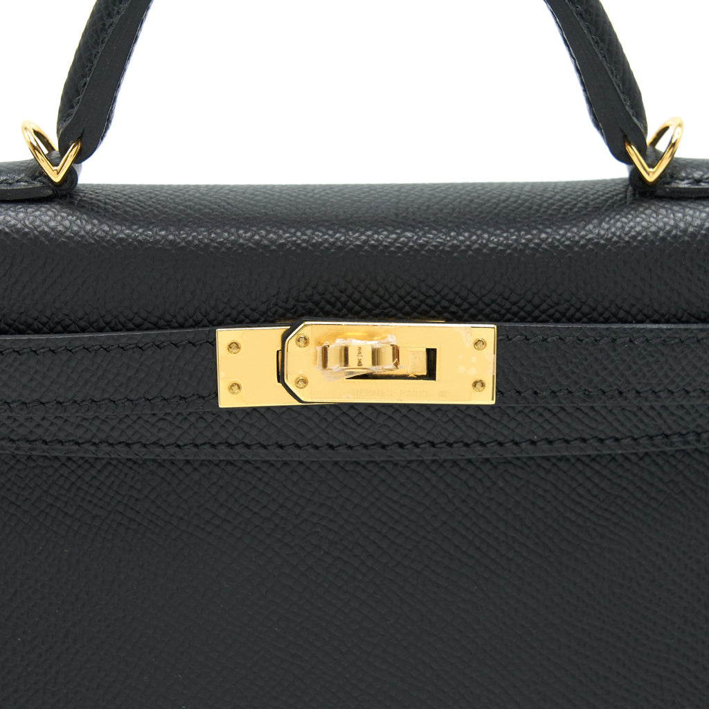 HERMES MINI KELLY Ⅱ EPSOM BLACK GHW