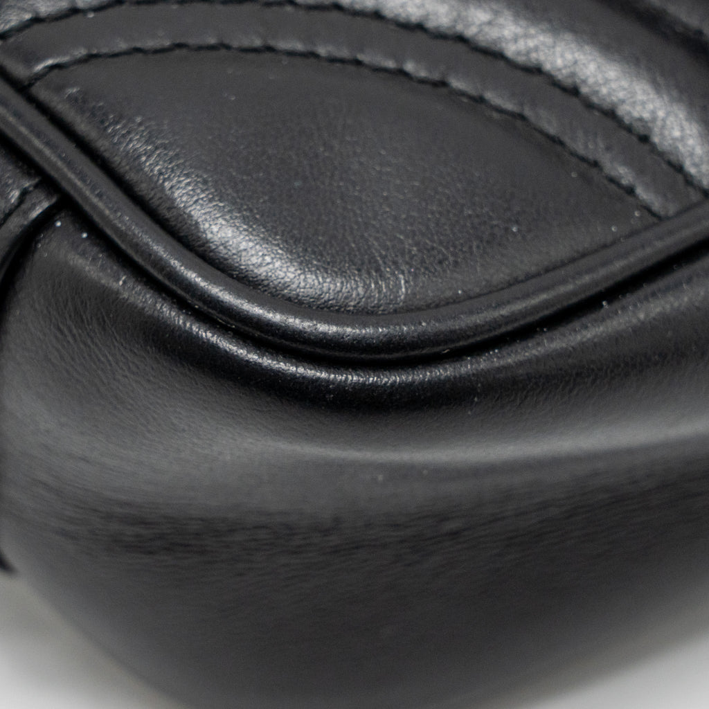 GUCCI MINI GG MARMONT FLAP BAG CALFSKIN BLACK GHW