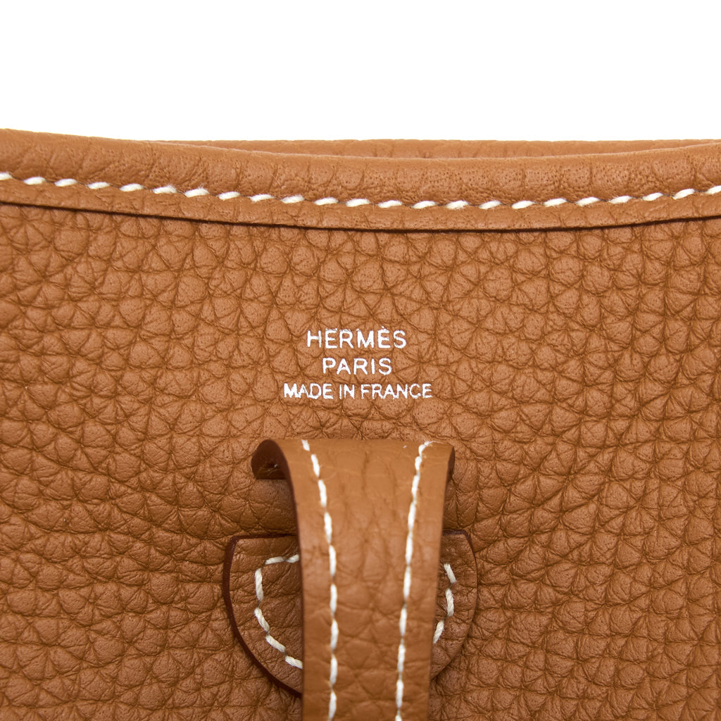 HERMES MINI EVELYN CLEMENCE GOLD WITH GOLD-BLANC STRAP SHW