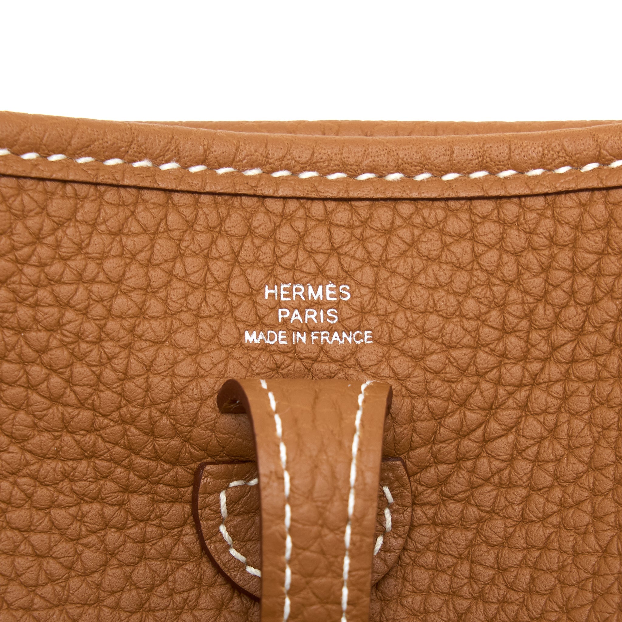 HERMES MINI EVELYN CLEMENCE GOLD WITH GOLD-BLANC STRAP SHW