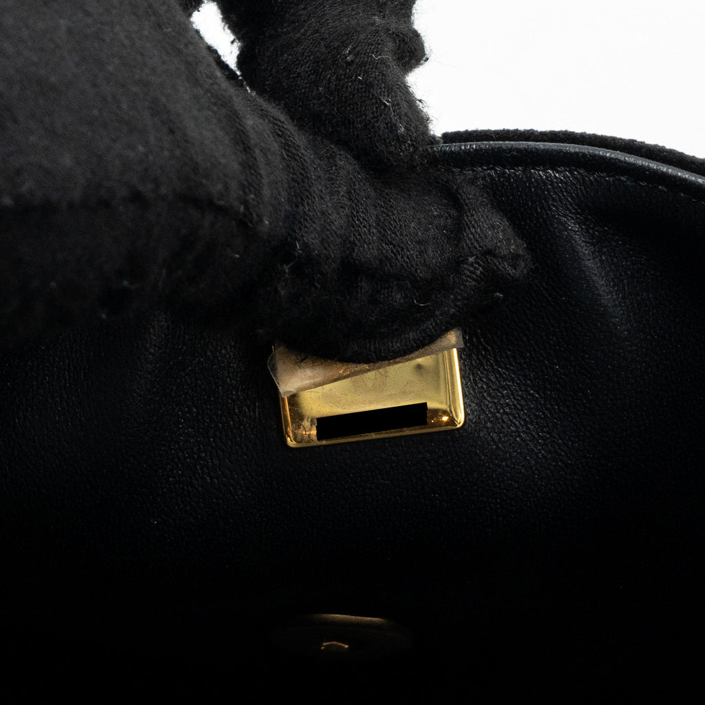CHANEL 22B CHANEL ON CHAINS SQUARE FLAP BAG VELVET BLACK GHW (MICROCHIP)