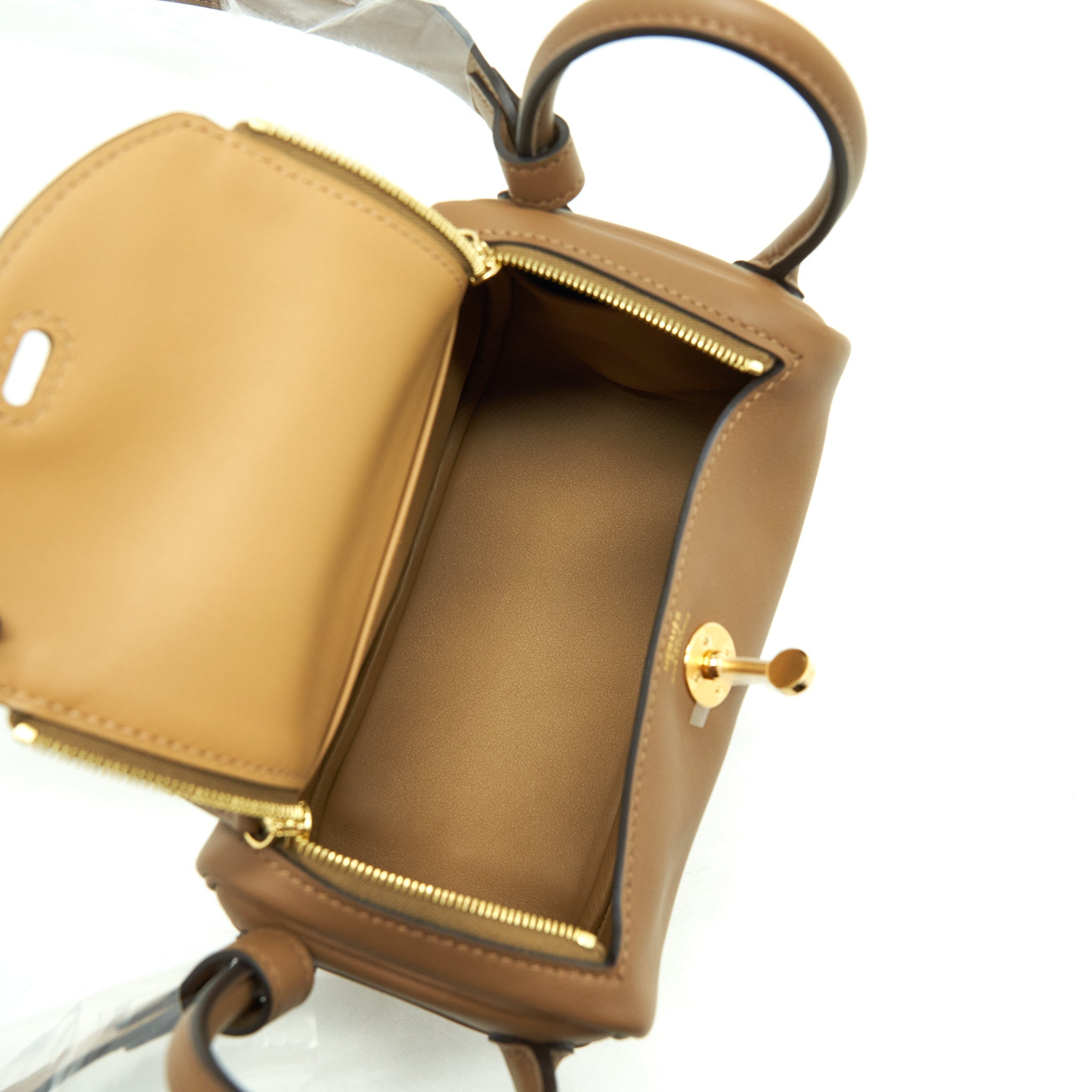 HERMES MINI LINDY SWIFT ALEZAN/BISCUIT GHW