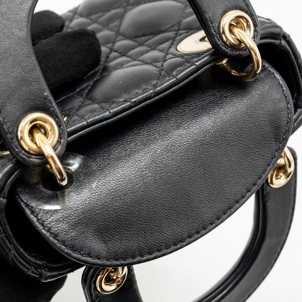 DIOR MICRO LADY DIOR LAMBSKIN BLACK LGHW