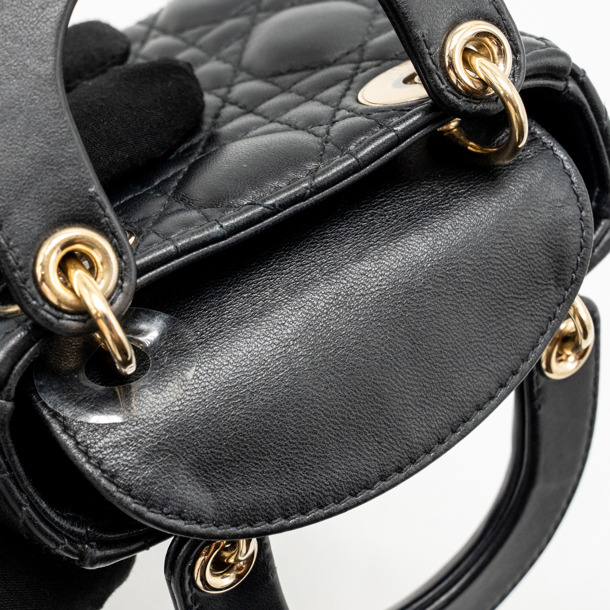 DIOR MICRO LADY DIOR LAMBSKIN BLACK LGHW