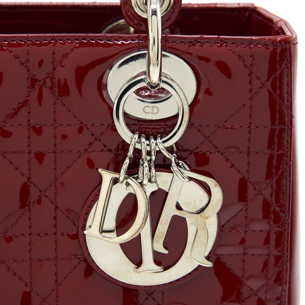 DIOR MEDIUM LADY DIOR PATENT RED SHW