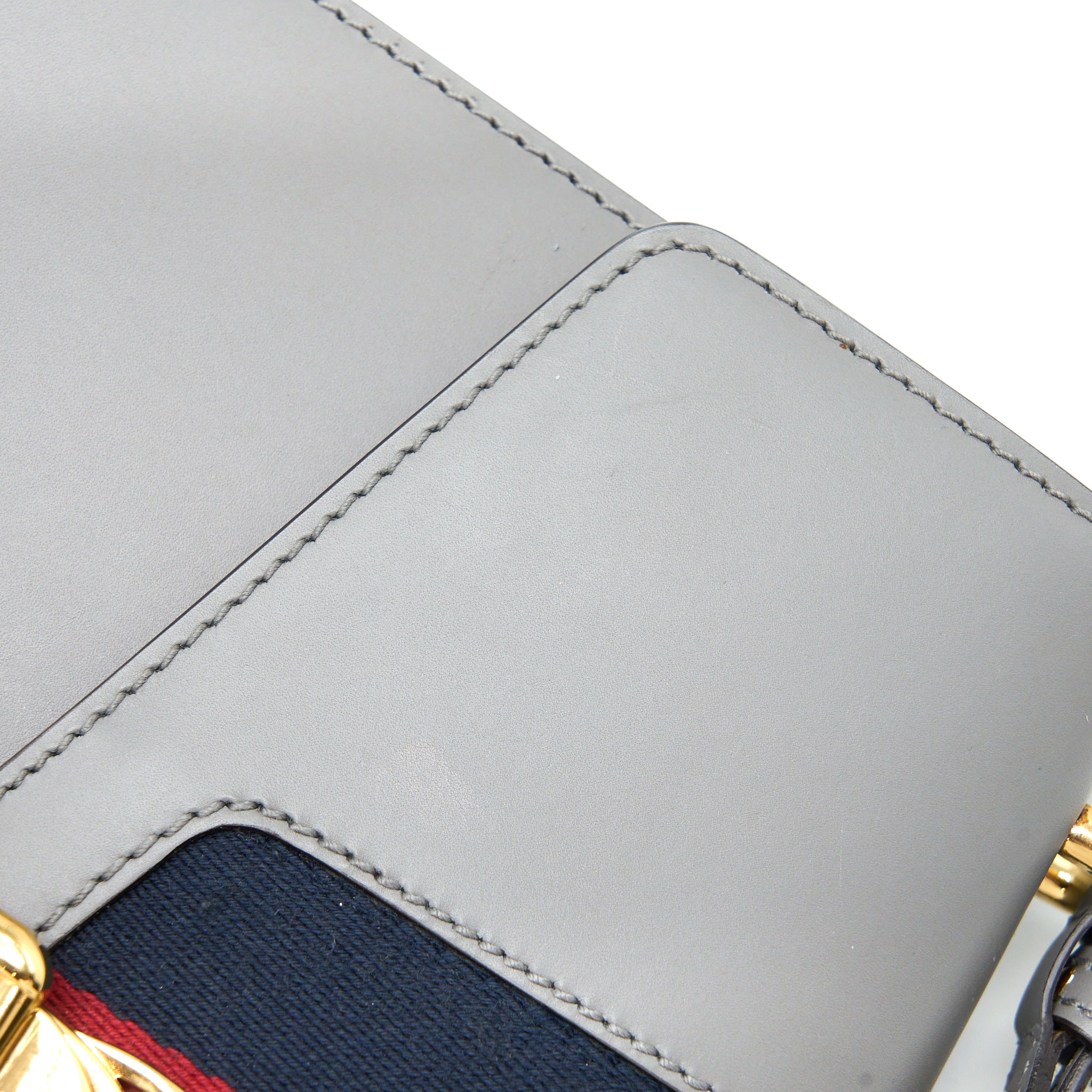 GUCCI SMALL SYLVIE SHOULDER BAG CALFSKIN GREY GHW
