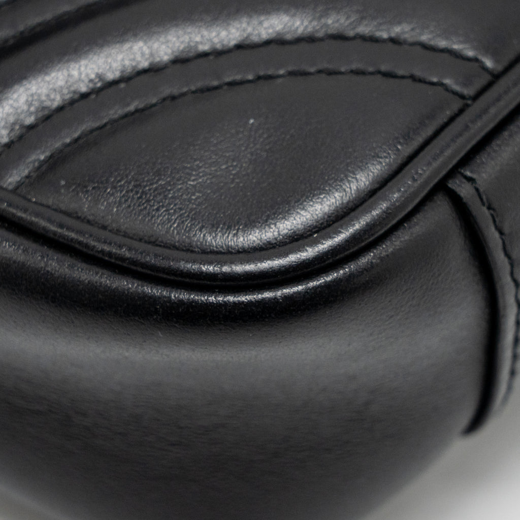 GUCCI MINI GG MARMONT FLAP BAG CALFSKIN BLACK GHW