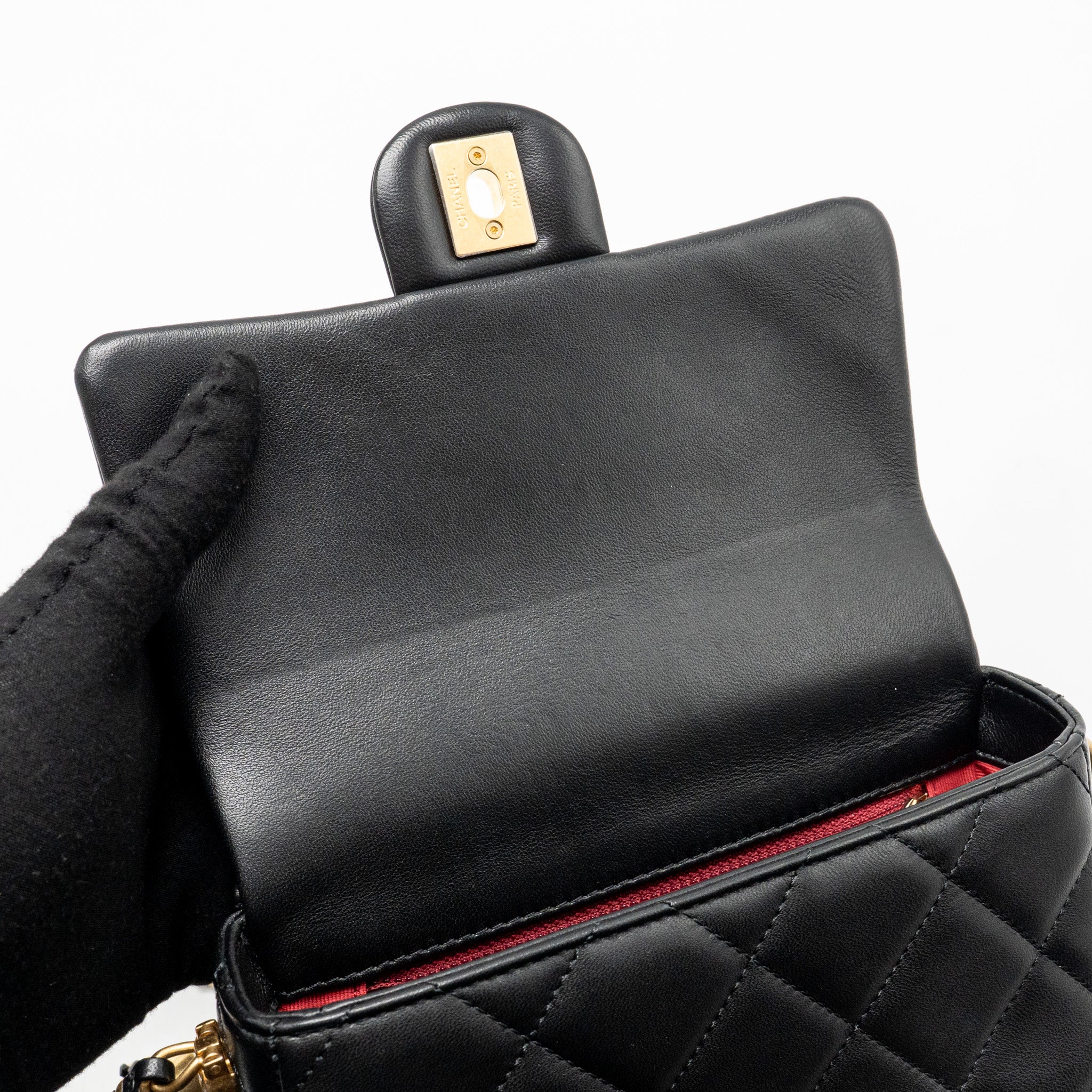 CHANEL MY PERFECT MINI FLAP BAG LAMBSKIN BLACK GHW (MICROCHIP)