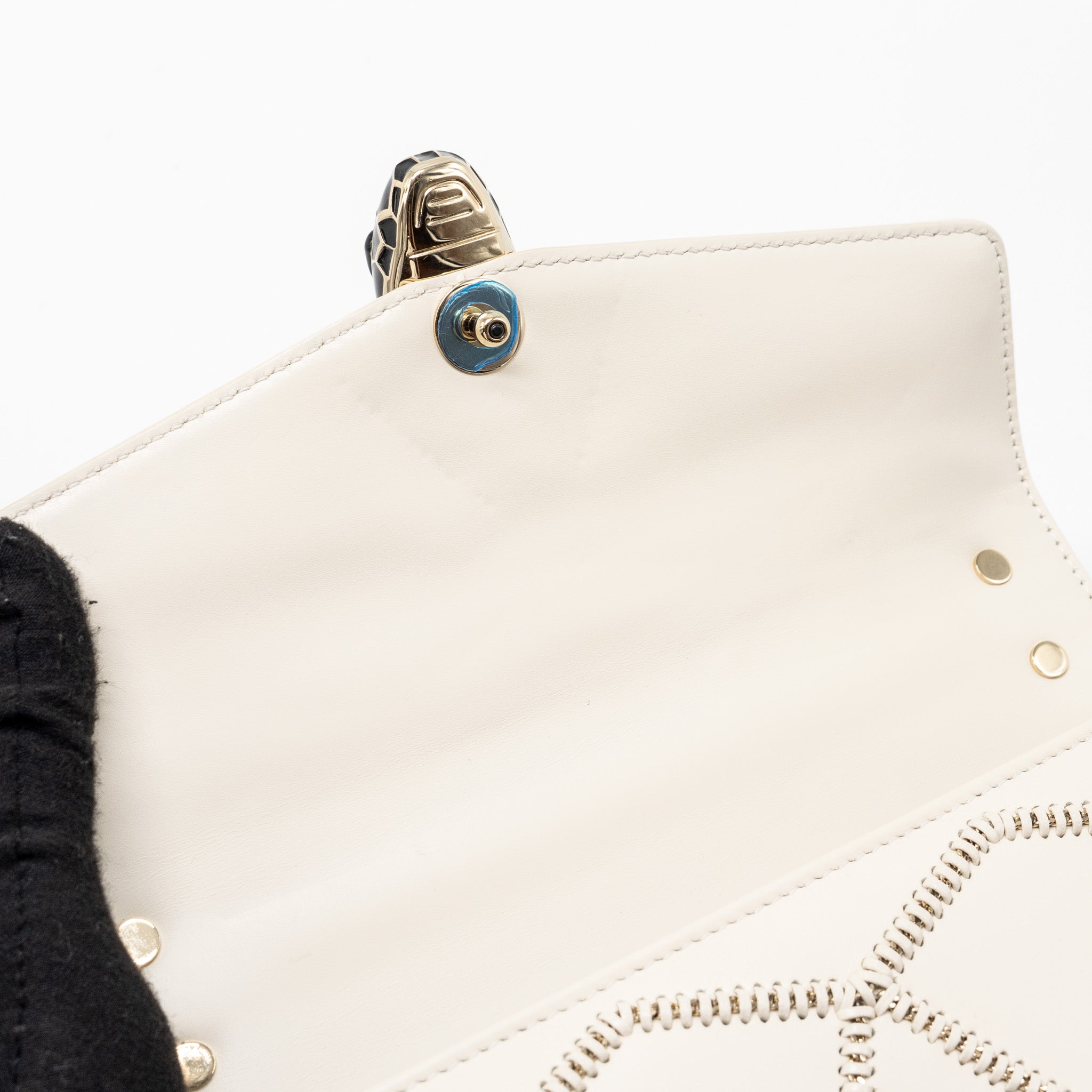BVLGARI SERPENTI FLAP CHAIN BAG CALFSKIN LIMITED EDITION WHITE LGHW