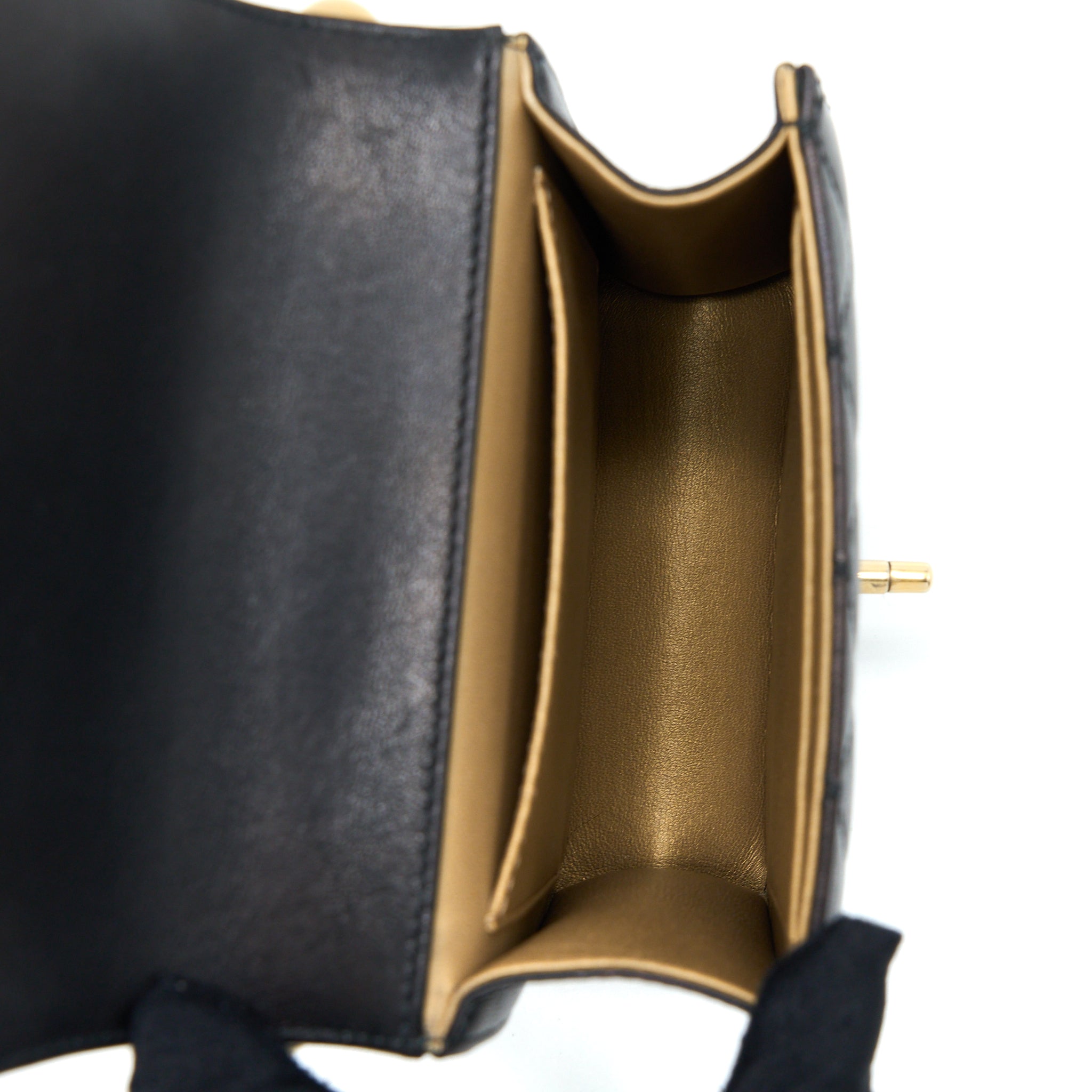 CHANEL VERTICAL PEARL FLAP BAG GOATSKIN BLACK BRUSHED GHW
