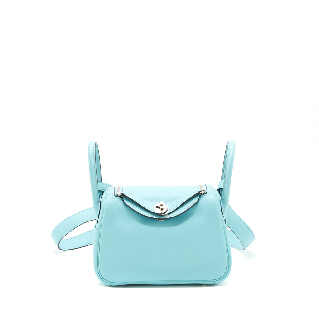 HERMES MINI LINDY SWIFT LEATHER 3P BLUE ATOLL SHW