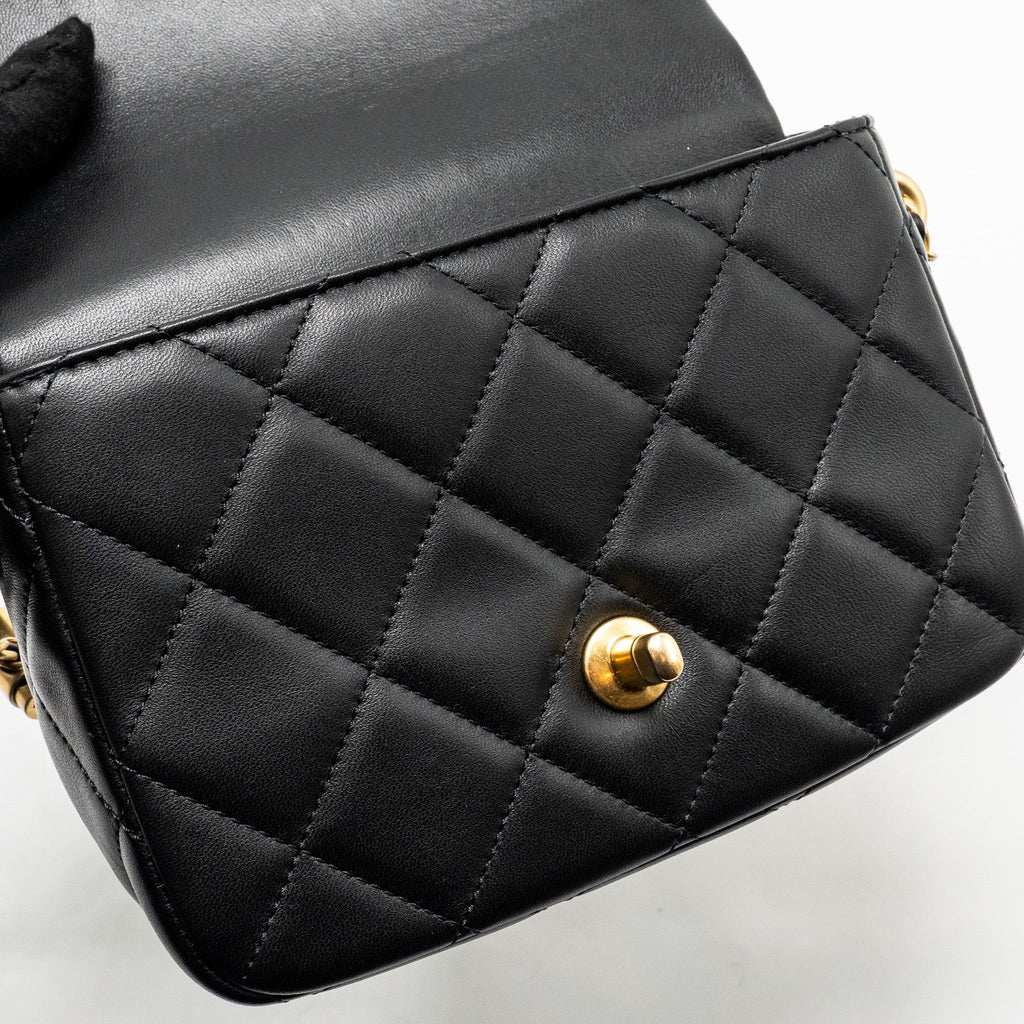 CHANEL MY PERFECT MINI FLAP BAG LAMBSKIN BLACK GHW (MICROCHIP)