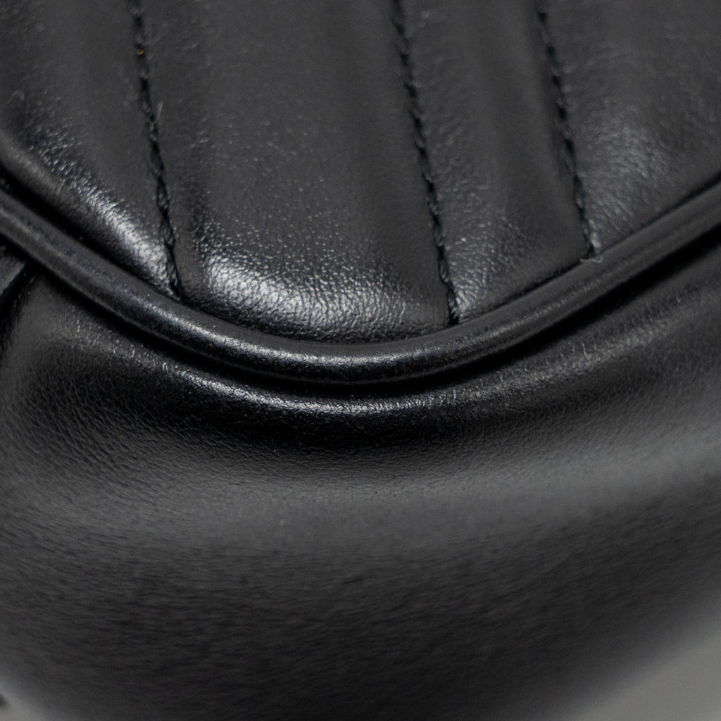 GUCCI MINI GG MARMONT FLAP BAG CALFSKIN BLACK GHW