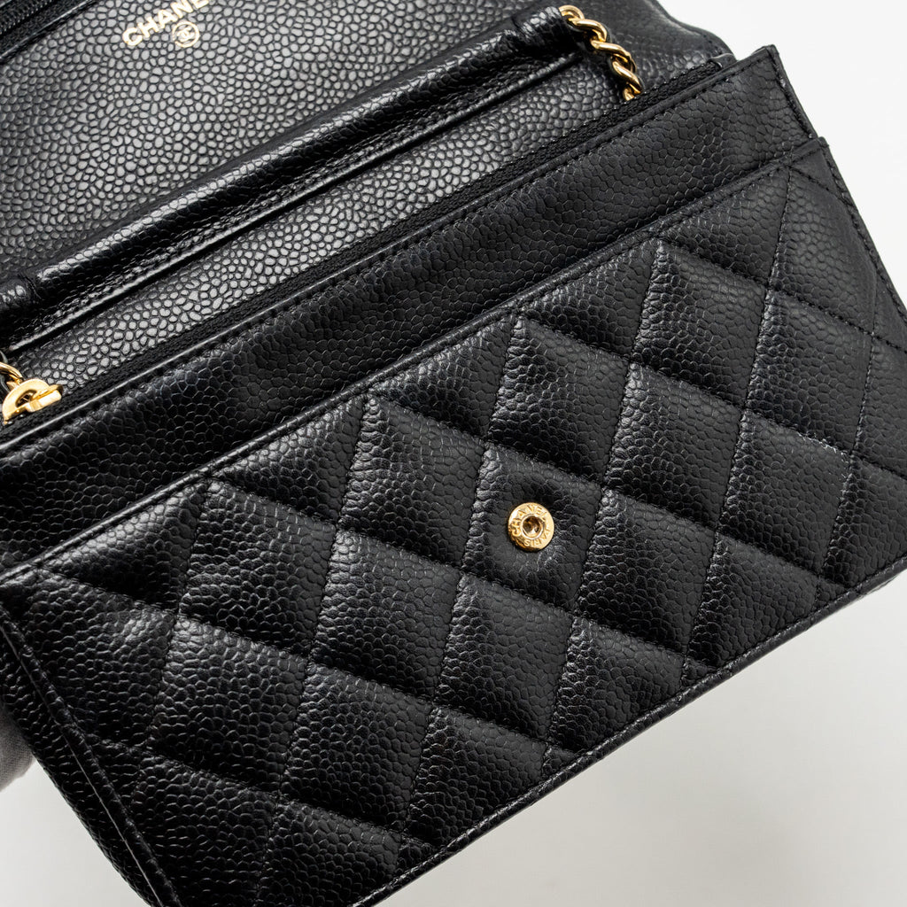 CHANEL CLASSIC WALLET ON CHAIN CAVIAR BLACK GHW