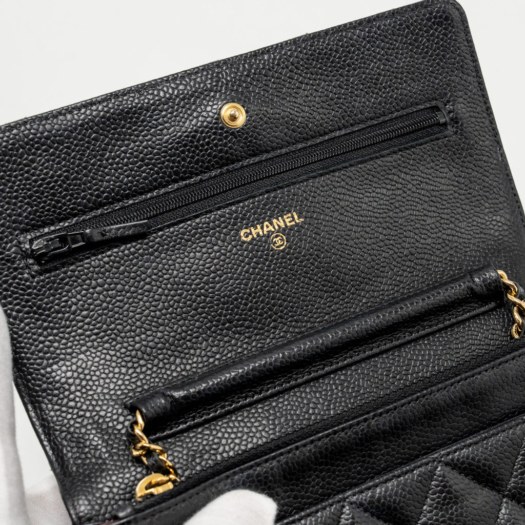 CHANEL CLASSIC WALLET ON CHAIN CAVIAR BLACK GHW