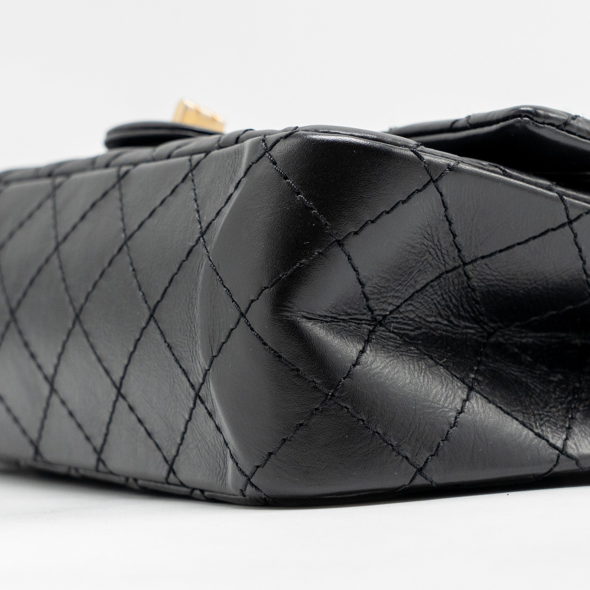 CHANEL SMALL 2.55 REISSUE FLAP BAG AGED CALFSKIN BLACK GHW