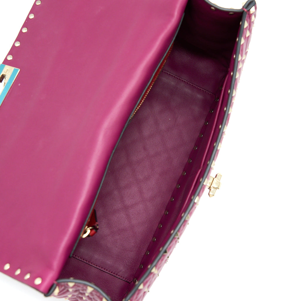 VALENTINO ROCKSTUD SPIKE BAG NAPA PINK GHW