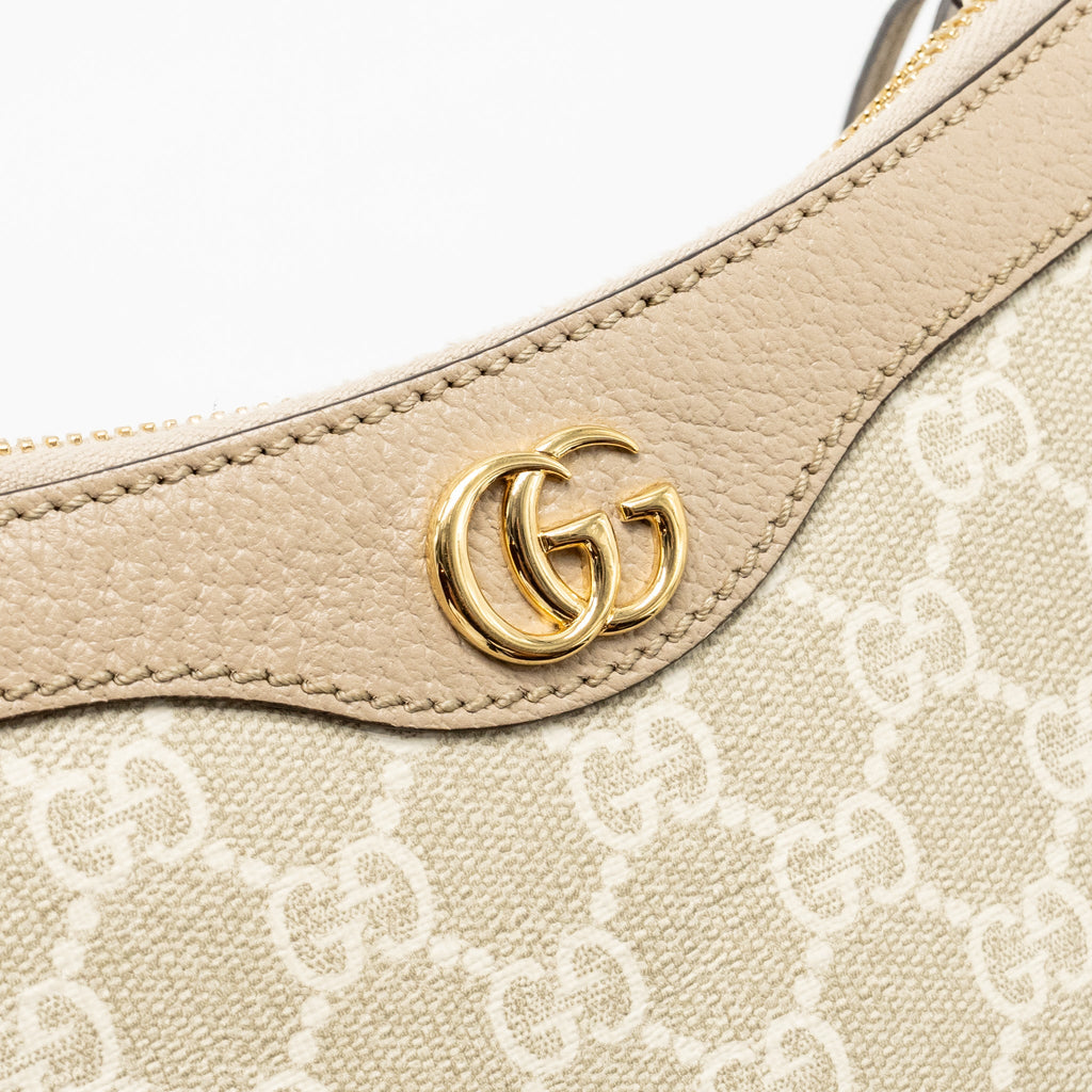 GUCCI OPHIDIA SMALL SHOULDER BAG GG SUPREME CANVAS BEIGE / WHITE GHW