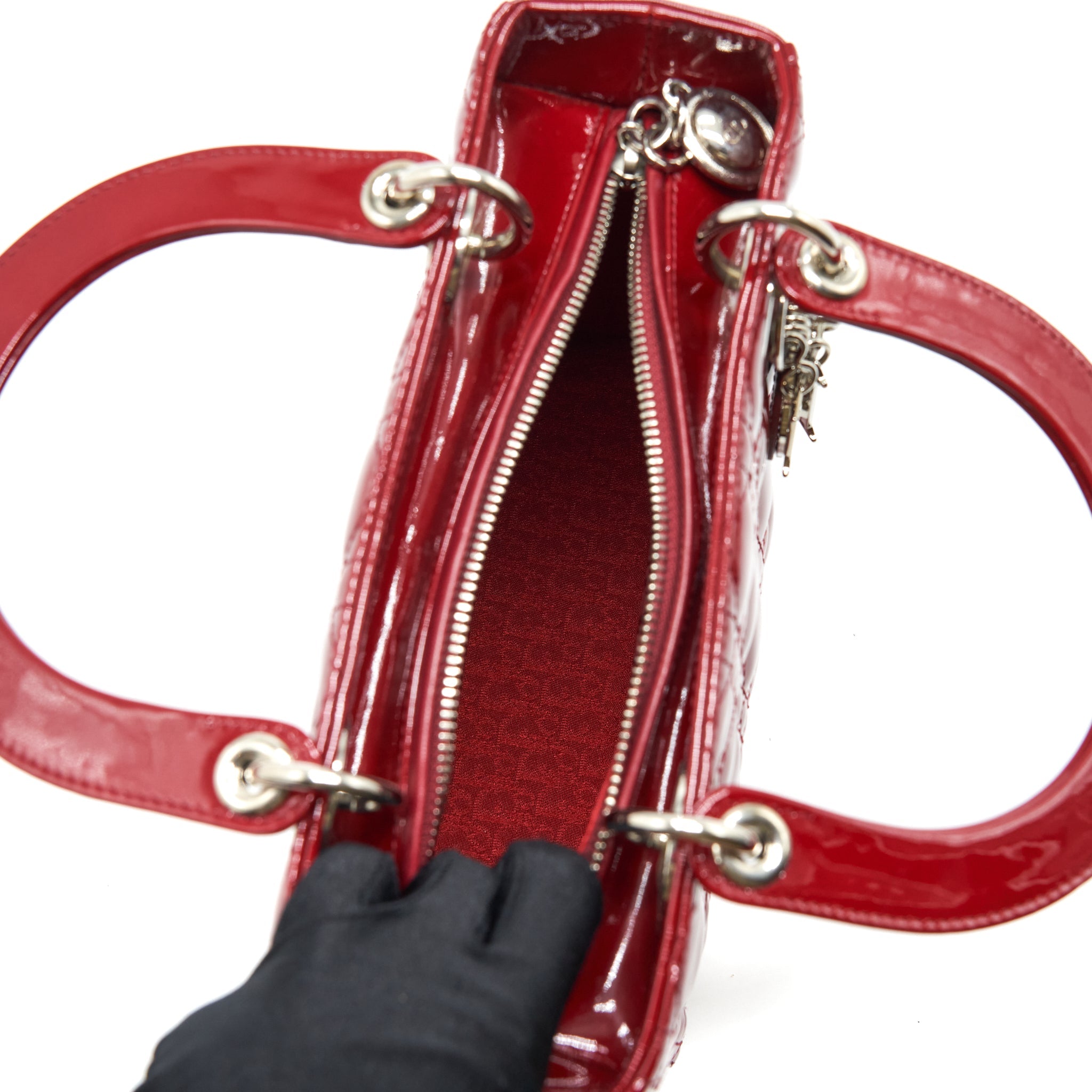 DIOR MEDIUM LADY DIOR PATENT RED SHW