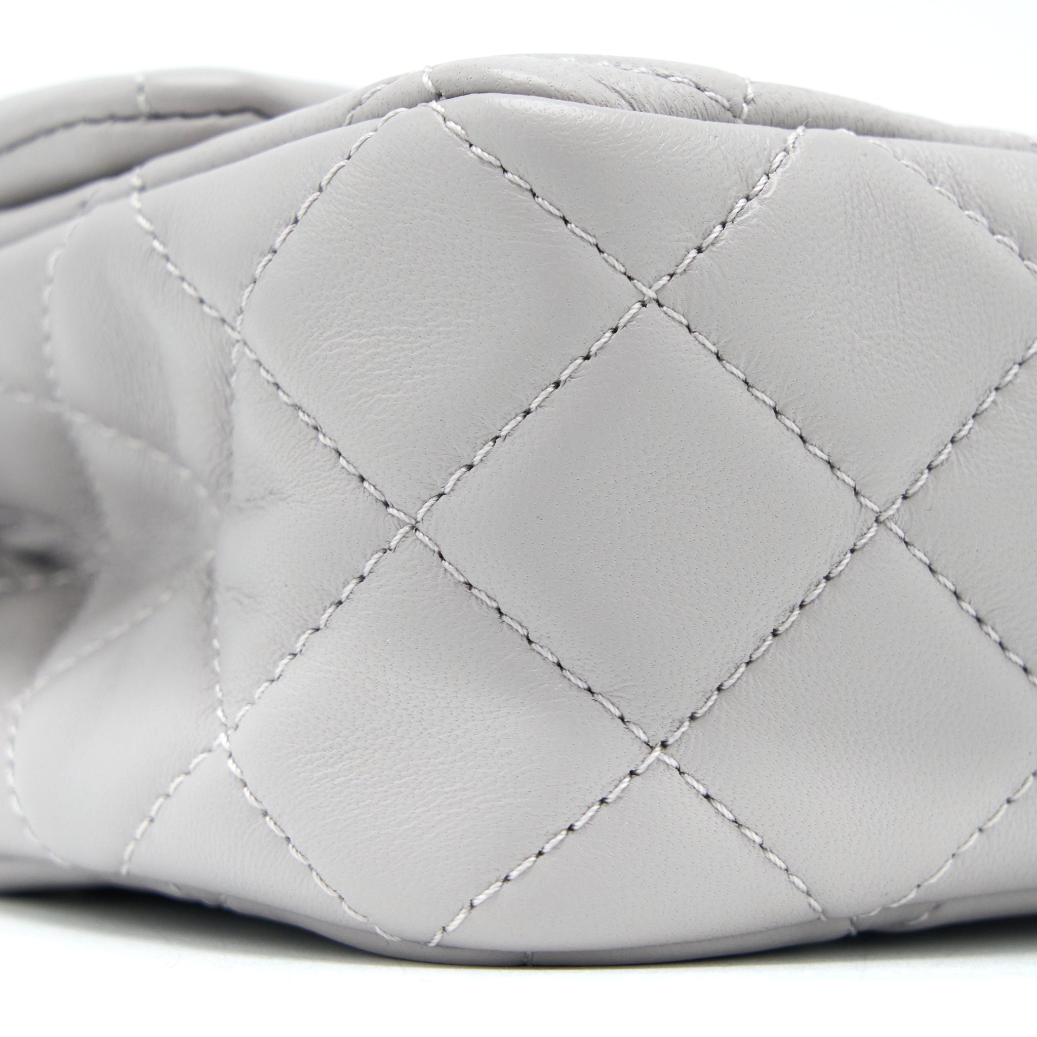 CHANEL PEARL CRUSH MINI RECTANGULAR FLAP BAG LAMBSKIN LIGHT GREY BRUSHED GHW (MICROCHIP)