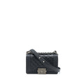 CHANEL SMALL BOY BAG CAVIAR BLACK RUTHENIUM HARDWARE (MICROCHIP)