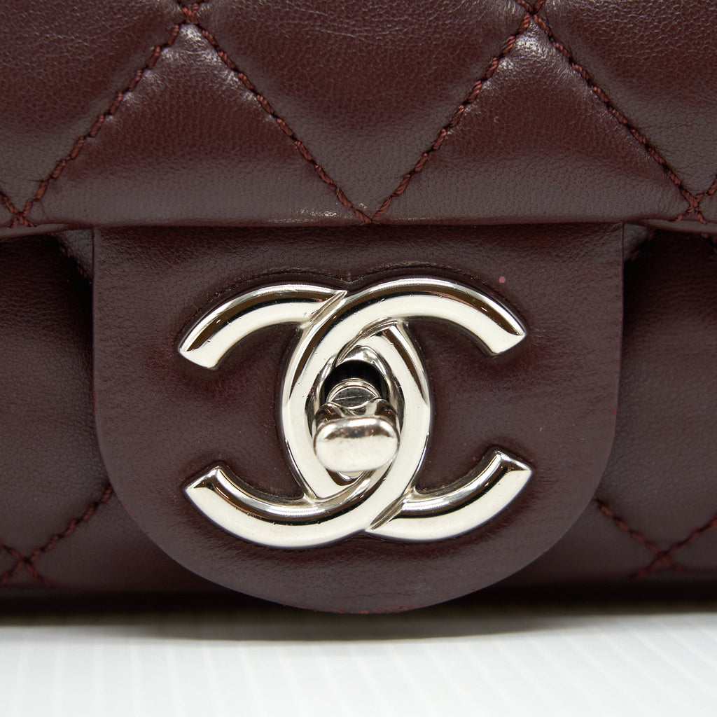 CHANEL COCO RAIN FLAP BAG LAMBSKIN BURGUNDY SHW