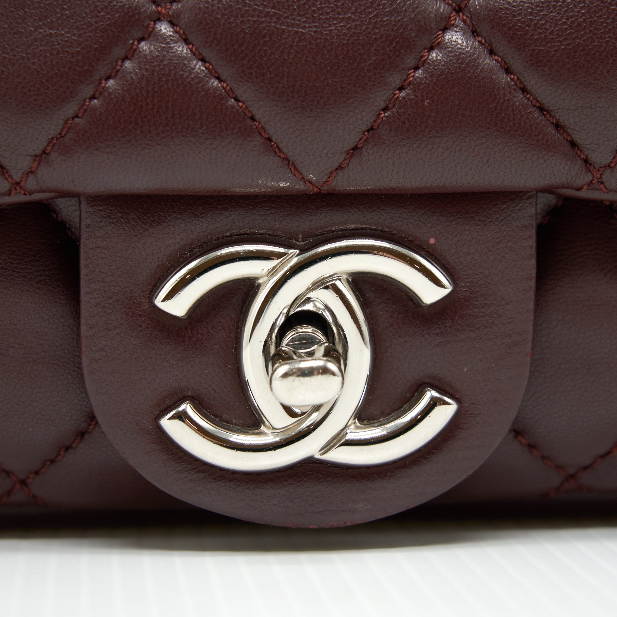 CHANEL COCO RAIN FLAP BAG LAMBSKIN BURGUNDY SHW