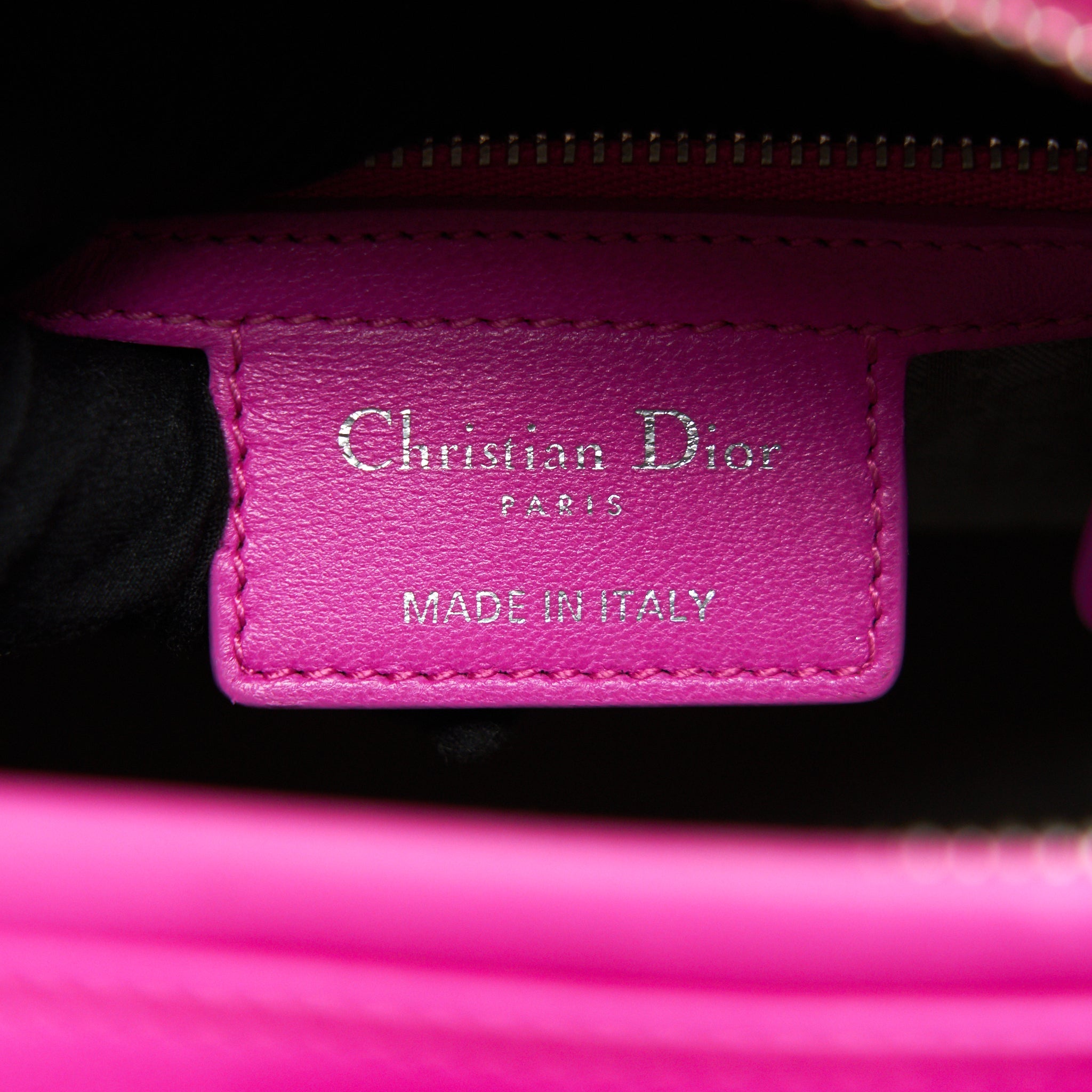 DIOR LARGE LADY DIOR LAMBSKIN BAG IN HOT PINK